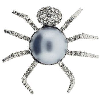 Ciner - Jeweled Ant - Silver w/Gray Pearl - Brooch Pin (1)
