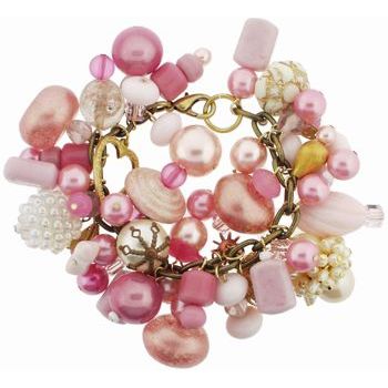 Dame Design - Brass Charm Bracelet w/Golden Heart Charm - Candy Pink Hues (1)