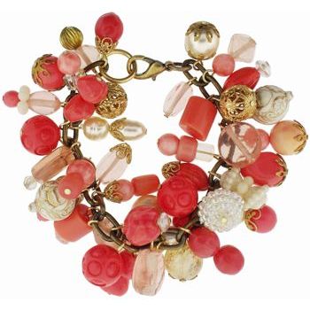 Dame Design - Brass Charm Bracelet w/Golden Heart Charm - Gold Coral Hues (1)