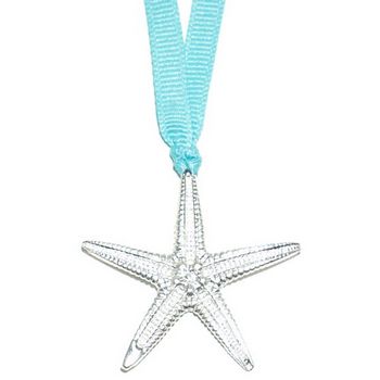 Elizabeth Brady - Sterling Silver Starfish on Ice Blue Grosrain Ribbon