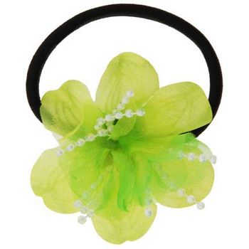 HB HairJewels - Lucy Collection - Chiffon & Pearl Flower Pony - Lime
