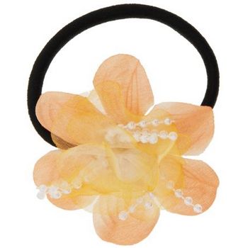 HB HairJewels - Lucy Collection - Chiffon & Pearl Flower Pony - Peach