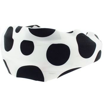 Frank & Kahn - Silk Scarf Headband - White w/Medium Black Polka Dots - 2 7/8inch