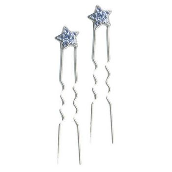 HB HairJewels - Mini French Star Hairpin - Sapphire Blue/Silver