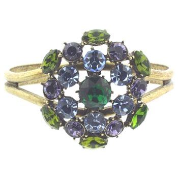 Gerard Yosca - Emerald Green Center Stone Pin On Brass Cuff (1)  (All sales final on sale items.)