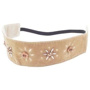 HB HairJewels - Lucy Collection - Faux Velour Sunflower Bandeau - Tan (1)