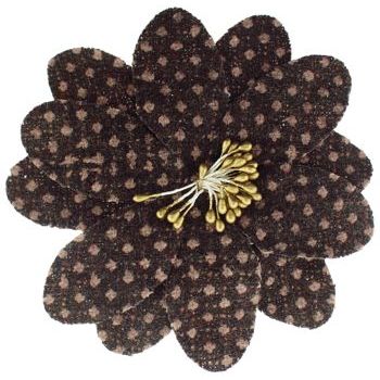 Karen Marie - Faux Tweed Flower Clips - Light Milk Chocolate w/Light Chocolate Dots (1)