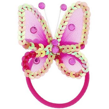 HB HairJewels - Hip Clips - Sequin Butterfly Pony Elastic & Clip - Fuschsia (1)