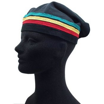 Knotty Boy - T-Shirt Headbands - Black w/Rasta Stripes (1)