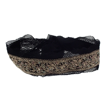 Each2Each by Priti Moudgill - French Lace Headwrap with detailed Gold beading and stitching - Black (1)