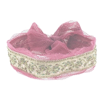 Each2Each by Priti Moudgill - French Lace Headwrap with detailed Gold beading and stitching - Rose (1)