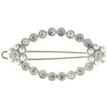 Linda Levinson - Oval Brooch Hairclip - Silver w/Pearls & Crystals (1)