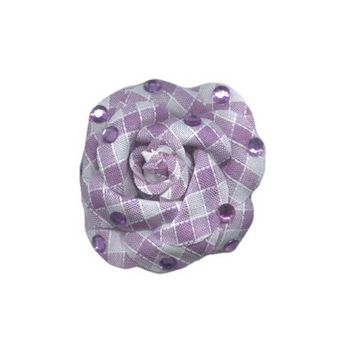 HB HairJewels - Lucy Collection - Gingham Inspired Rhinestone Flower Brooch Pin - Lilac