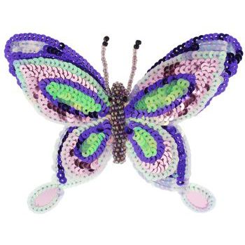 Medusa's Heirlooms - Sequined Butterfly Hair Clip - Purple & Light Pink