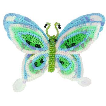 Medusa's Heirlooms - Sequined Butterfly Hair Clip - Sea Foam & Baby Blue