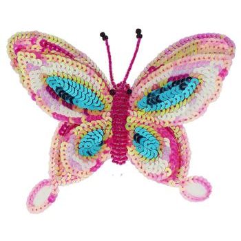 Medusa's Heirlooms - Sequined Butterfly Hair Clip - Hot Pink & Blue
