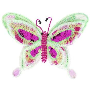 Medusa's Heirlooms - Sequined Butterfly Hair Clip - Pink & Sea Foam Green