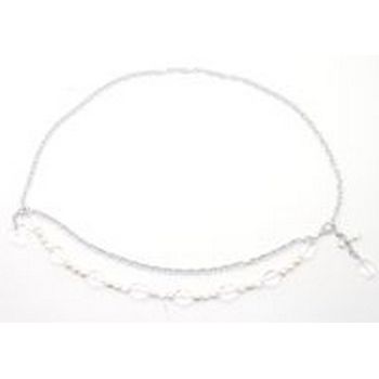 Michele Busch - Belt - Silver Chain w/ Fresh Water Pearls & Clear Beads