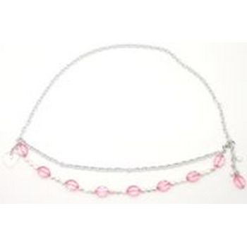 Michele Busch - Belt - Silver Chain w/ Fresh Water Pearls & Pink Beads
