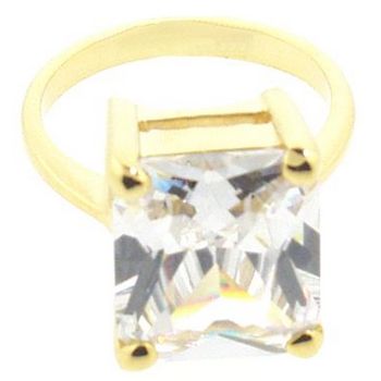nOir - Small Rectangle White CZ/Gold Ring (1)  - Size 6