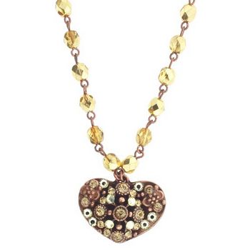 SOHO BEAT - Masquerade Collection - Heart Necklace w/Gold Funk Crystals on Both Sides (1)