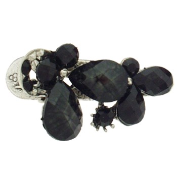 SOHO BEAT - French Fashionista - Moonstone and Crystal Double Flower Claw Clip - Midnight Seduction (1)