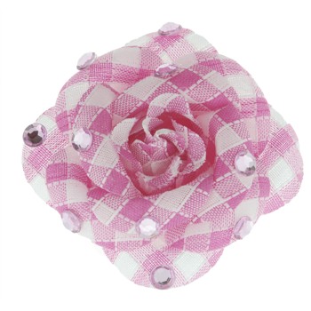 SOHO BEAT - Crystal Avenue - Gemstones - Flowering Plaid Brooch Pin with Crystals - Pink Sapphire