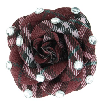 SOHO BEAT - Crystal Avenue - Gemstones - Flowering Plaid Brooch Pin with Crystals - Red Ruby