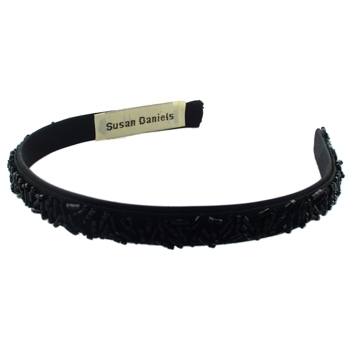 Susan Daniels - Headband - 1/2inch Beaded Satin - Black