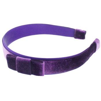Susan Daniels - Headband - 1inch Two-Tone Dark Purple Velvet & Satin Headband w/Bow (1)