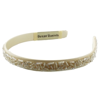 Susan Daniels - Headband - 1/2inch Beaded Satin - Cream