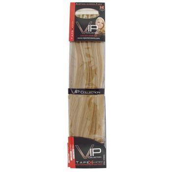 Unique VIP Collection - Tapex - Remy Human Hair Extensions - Full Set (4 Sheets) - Golden Brown w/Highlights (Color: 22/33D)