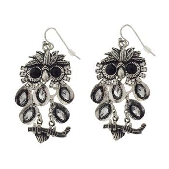 SOHO BEAT - Enchanted Forest - Multi Level Crystal Owl Earrings