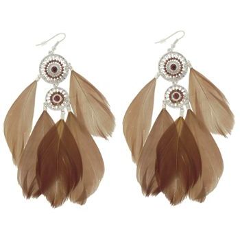 SOHO BEAT - Navajo Couture - Feather and Crystal Earrings - Topaz