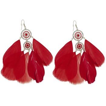 SOHO BEAT - Navajo Couture - Feather and Crystal Earrings - Ruby