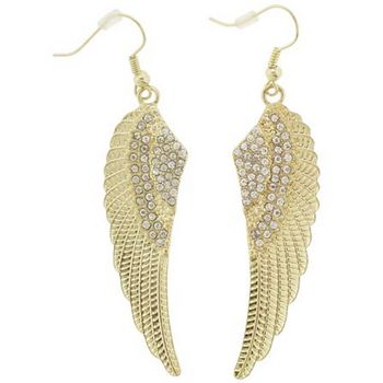 SOHO BEAT - Fashion Heaven - Crystal Encrusted Angel Wing Earrings - Gold