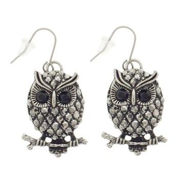 SOHO BEAT - Enchanted Forest - Perched Night Owl Earrings - Smoke