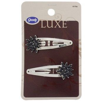 Goody - Luxe - Starburst Snap Clips - Jet (Set of 2)