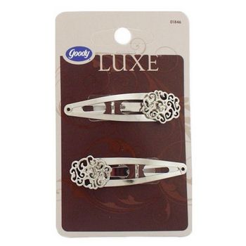 Goody - Luxe - Swirl Snap Clips - Silver (Set of 2)