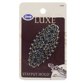 Goody - Luxe - Stayput Hold - Scroll Autoclasp Barrette - Onyx (1)