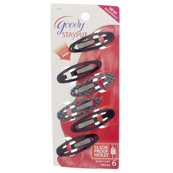 Goody - StayPut Snap Clips - Black & Grey Combo (Set of 6)