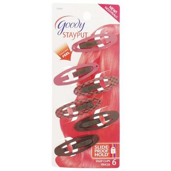 Goody - StayPut Snap Clips - Pink & Chocolate Combo (Set of 6)