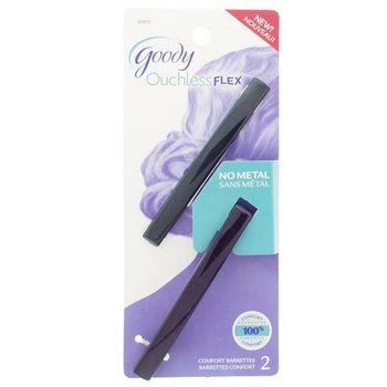 Goody - Ouchless Flex - Comfort Barrettes - Green & Purple (Set of 2)
