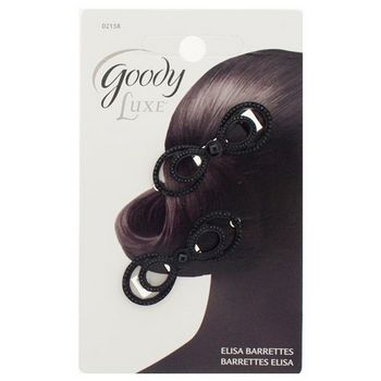 Goody - Luxe - Elisa Barrettes - Black (Set of 2)