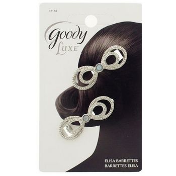 Goody - Luxe - Elisa Barrettes - Silver (Set of 2)