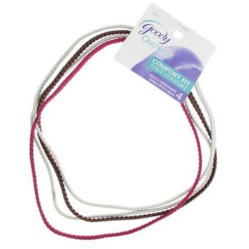Goody - Ouchless - Comfort Fit Gentle Headbands - Skinny Stripe - Silver, Fuchsia & Chocolate (set of 4)