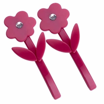 Evita Peroni - Fleur Slide Barrette - Beetroot (set of 2)
