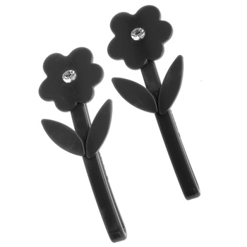 Evita Peroni - Fleur Slide Barrette - Black (set of 2)