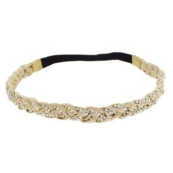 SBNY Accessories - Reversible Peek A Boo Braided Chain Stretch Headband - Champagne