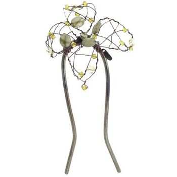 Colette Malouf - Flower Hair Pin - Semi-Precious Stones - Bark (1)